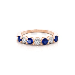 Blue Sapphire 4 Prong Half Eternity Ring