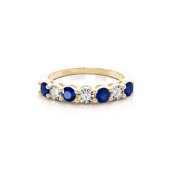 Blue Sapphire 4 Prong Half Eternity Ring