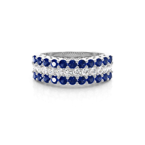 4 Prong Blue Sapphire Half Eternity Ring