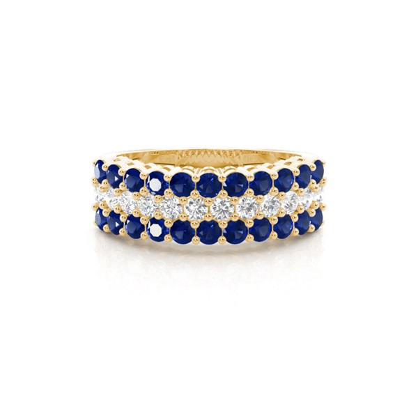 4 Prong Blue Sapphire Half Eternity Ring