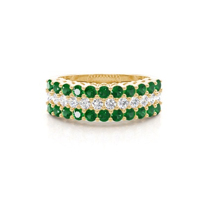 Yellow Gold Emerald Diamond Rings