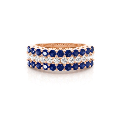 4 Prong Blue Sapphire Half Eternity Ring