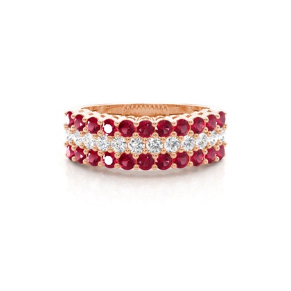 Round Rose Gold Ruby Diamond Engagement Rings