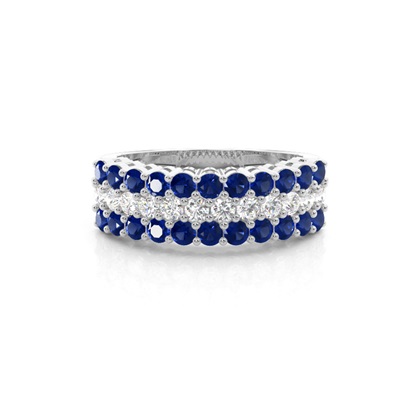4 Prong Blue Sapphire Half Eternity Ring