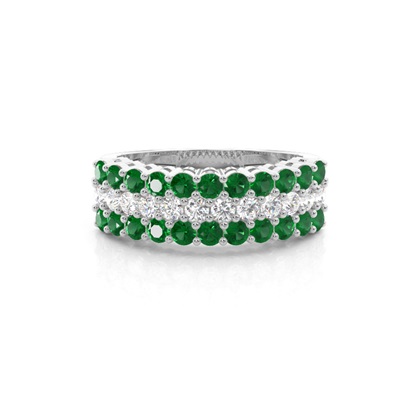 4 Prong Emerald Half Eternity Ring