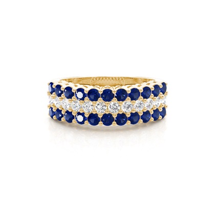 4 Prong Blue Sapphire Half Eternity Ring