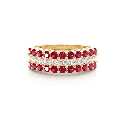 Round Yellow Gold Ruby Diamond Engagement Rings