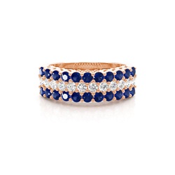 4 Prong Blue Sapphire Half Eternity Ring