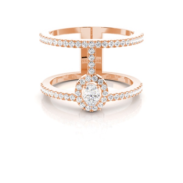 Pave Setting Oval Diamond Fashion Ring
