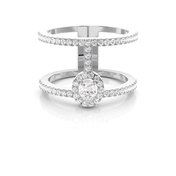 Pave Setting Oval Diamond Fashion Ring