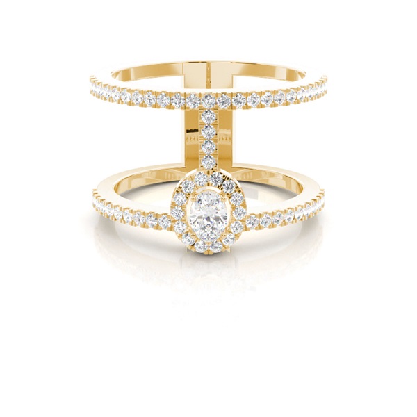 Pave Setting Oval Diamond Fashion Ring