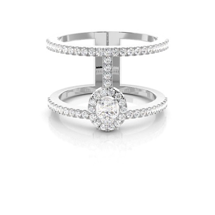 Pave Setting Oval Diamond Fashion Ring