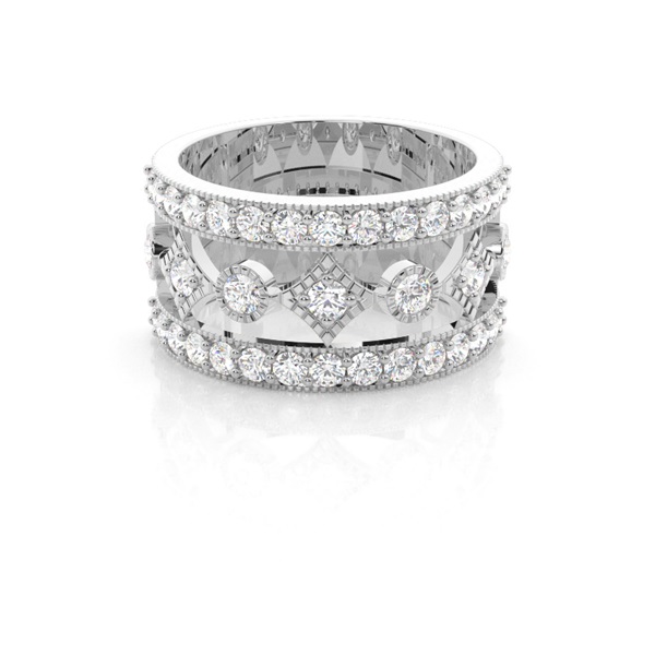 Pave Setting Round Half Eternity Diamond Ring