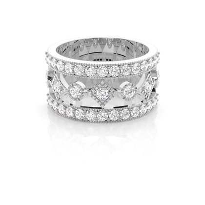 Pave Setting Round Half Eternity Diamond Ring