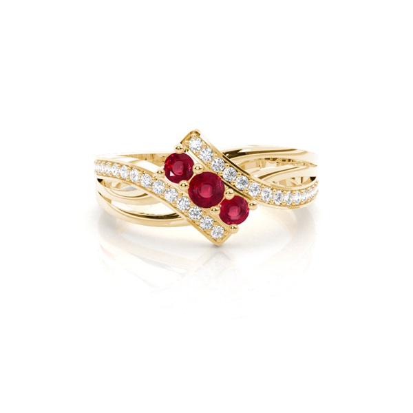 Round 4 Prong Setting Ruby Three Stone Ring
