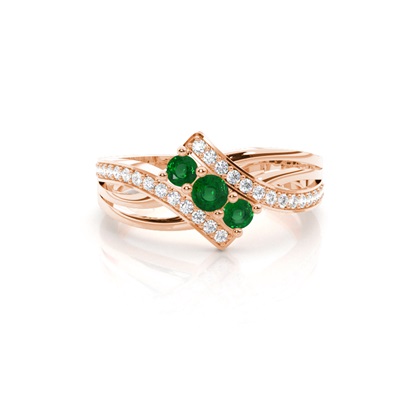 Rose Gold Emerald Diamond Rings