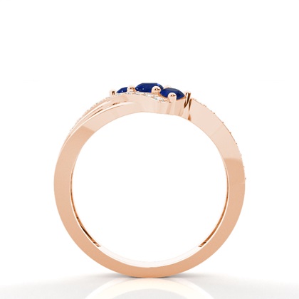 Blauer Saphir Drei Stein Ring Mit Runder 4 Krappen Fassung