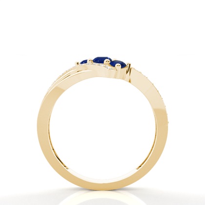 Blauer Saphir Drei Stein Ring Mit Runder 4 Krappen Fassung