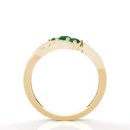Runder Smaragdring Mit Drei Steinen In 4 Krappenfassung
