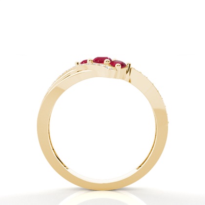 Runder Rubin Dreistein Ring Mit 4 Krappen