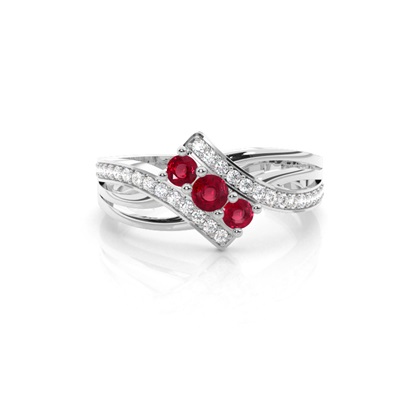 Round 4 Prong Setting Ruby Three Stone Ring