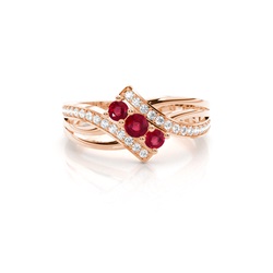 Round 4 Prong Setting Ruby Three Stone Ring