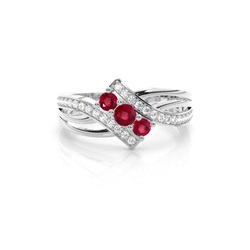 Round 4 Prong Setting Ruby Three Stone Ring