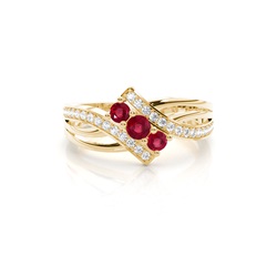 Round 4 Prong Setting Ruby Three Stone Ring