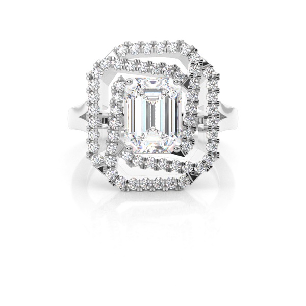 Emerald Halo Diamond set Engagement Ring