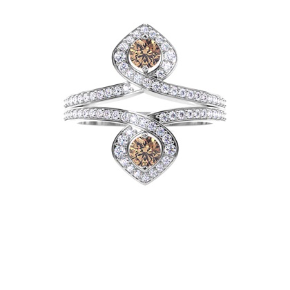 Full Setting Champagne Diamond Fashion Ring