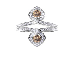 Vollständige Einstellung Champagner-Diamant-Mode-Ring