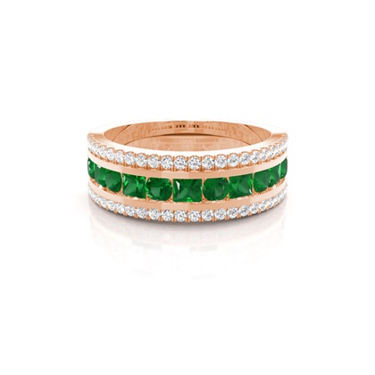Rose Gold Emerald Diamond Rings
