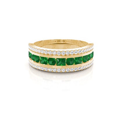Yellow Gold Emerald Diamond Rings
