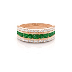 Round And Princess Half Eternity Emerald Ring