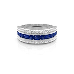 Runde Und Prinzessin Halbe Ewigkeit Blue Sapphire Ring