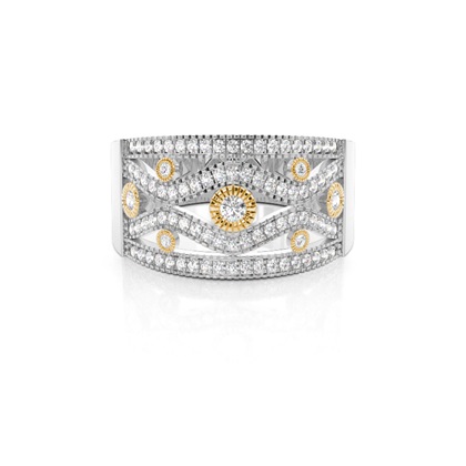 Pave Setting Round Diamond Fashion Ring