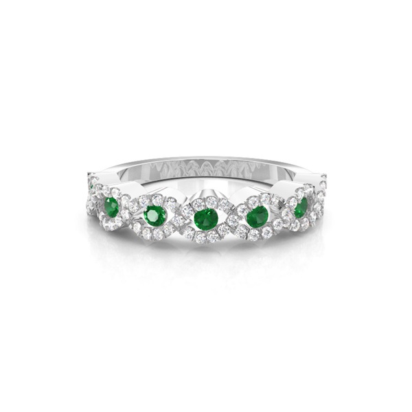 4 Prong Setting Round Emerald Fashion Ring