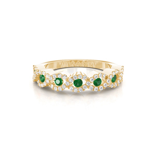 4 Prong Setting Round Emerald Fashion Ring