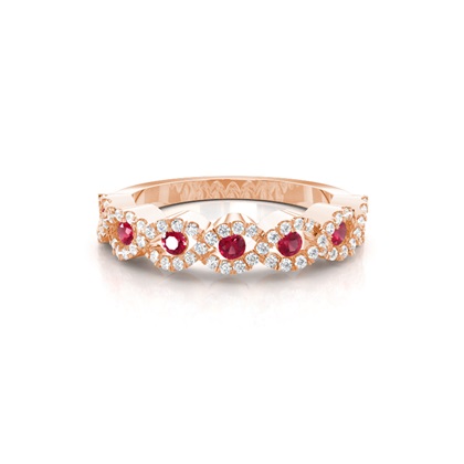 Round Rose Gold Ruby Diamond Engagement Rings