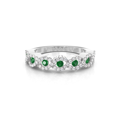 4 Prong Setting Round Emerald Fashion Ring