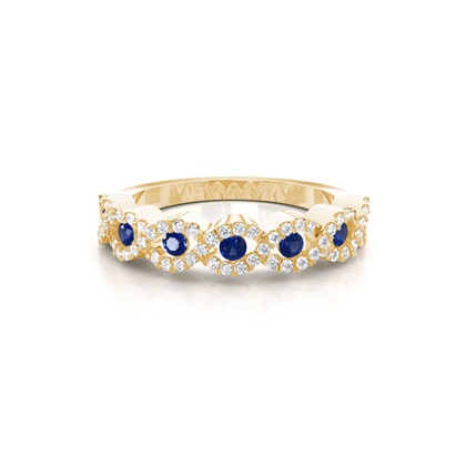 4 Prong Setting Round Blue Sapphire Fashion Ring
