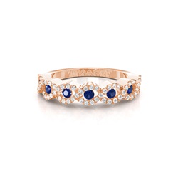 4 Prong Setting Round Blue Sapphire Fashion Ring