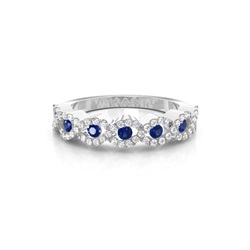 4 Prong Setting Round Blue Sapphire Fashion Ring