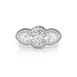 4 Prong Setting Round Diamond Three Stone Ring