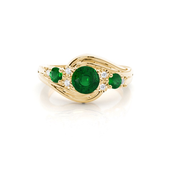 4 Prong Setting Three Stone Emerald Ring