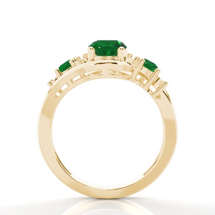 Smaragdring Mit Vier Krappen Und Drei Steinen