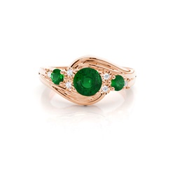 4 Prong Setting Three Stone Emerald Ring