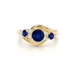4 Prong Setting Three Stone Blue Sapphire Ring