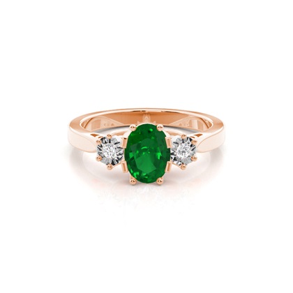 Rose Gold Emerald Diamond Rings