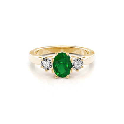 Yellow Gold Emerald Diamond Rings